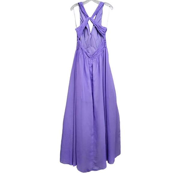 Nwot Hailey by Adrianna Papell Lilac Ruched Emperor Waist Chiffon High Low Gown - Picture 11 of 16